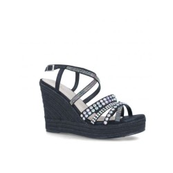 Alpargata Cuña Strass Negra