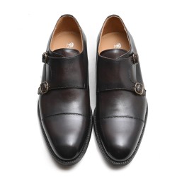 Double Monk Black Leather