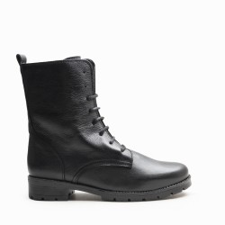 Botines Cordones Piel NeGra
