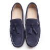 Mocasín Borlas Serraje Azul