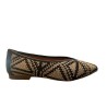 Black Beige Crochet Flat Pump